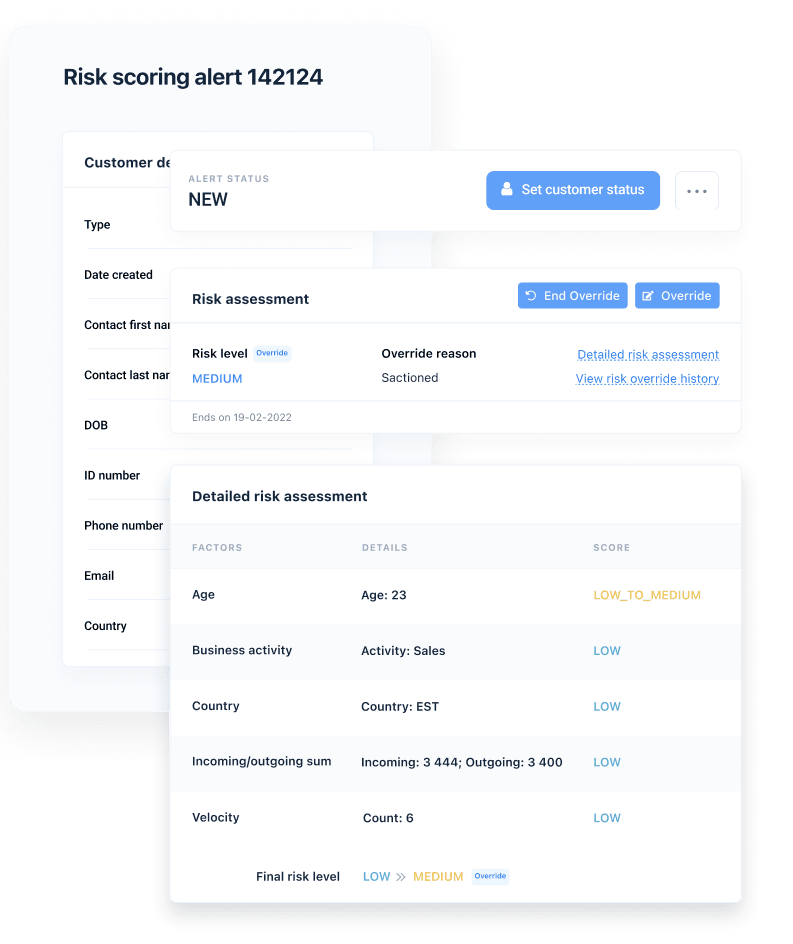 risk-scoring product mockup