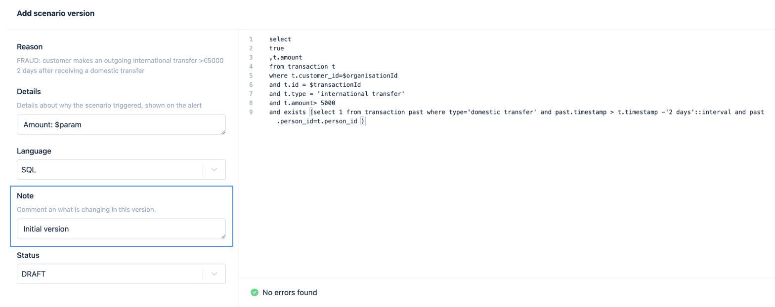 Copy and paste the rule, either in JMESPath or SQL. You can specify the rule version in the note.